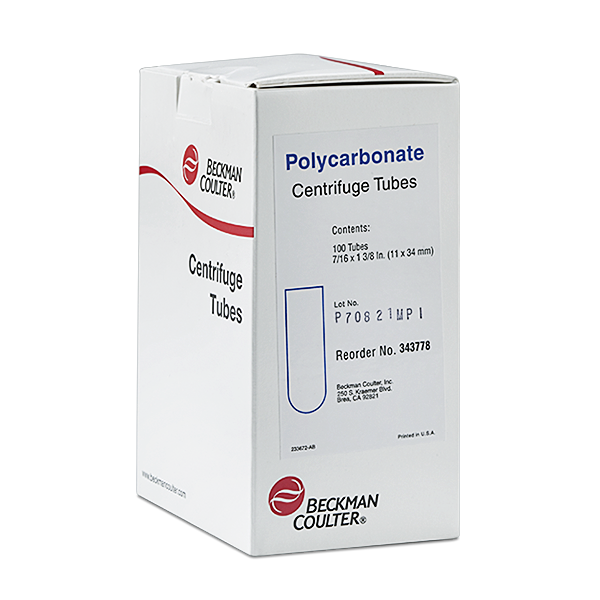 343778_1 mL Open-Top Thickwall Polycarbonate Tube, 11 x 34mm - 100Pk